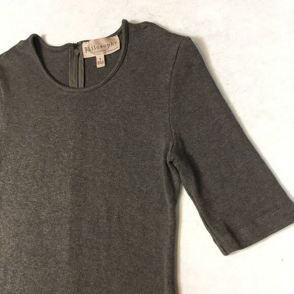 Philosophy Womens S Bodycon Mini Knit Dress Gray Rayon Half Sleeve Classic Party - Picture 3 of 12